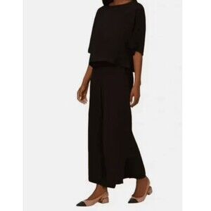 Adrianna Papell XL Pants Wide Leg Pull On Lightweight Black Classy Woven